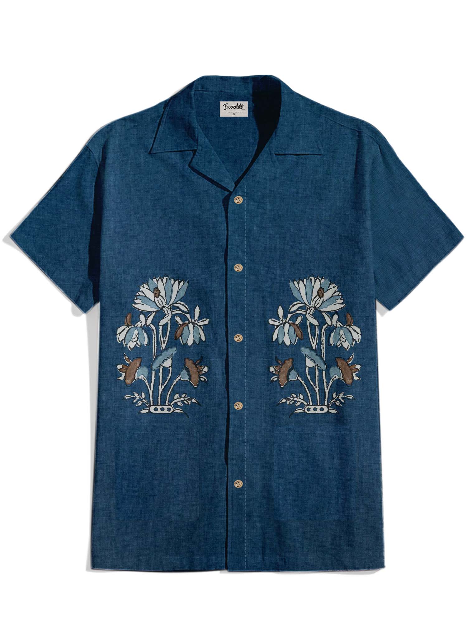 Vintage Flower - 100% Cotton Cuban Collar Shirt
