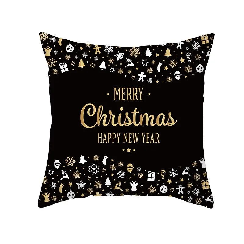 Black Gold Christmas Pillowcase Snowflake Elk Xmas Tree Pillow Merry Christmas Decoration for Home Navidad Present Noel 2021 New