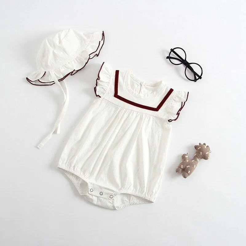 New 2021 Baby Girls Clothing Fashion Lapel Short Sleeves Rompers Summer Stars Printing Infant Clothes Baby Girls Rompers