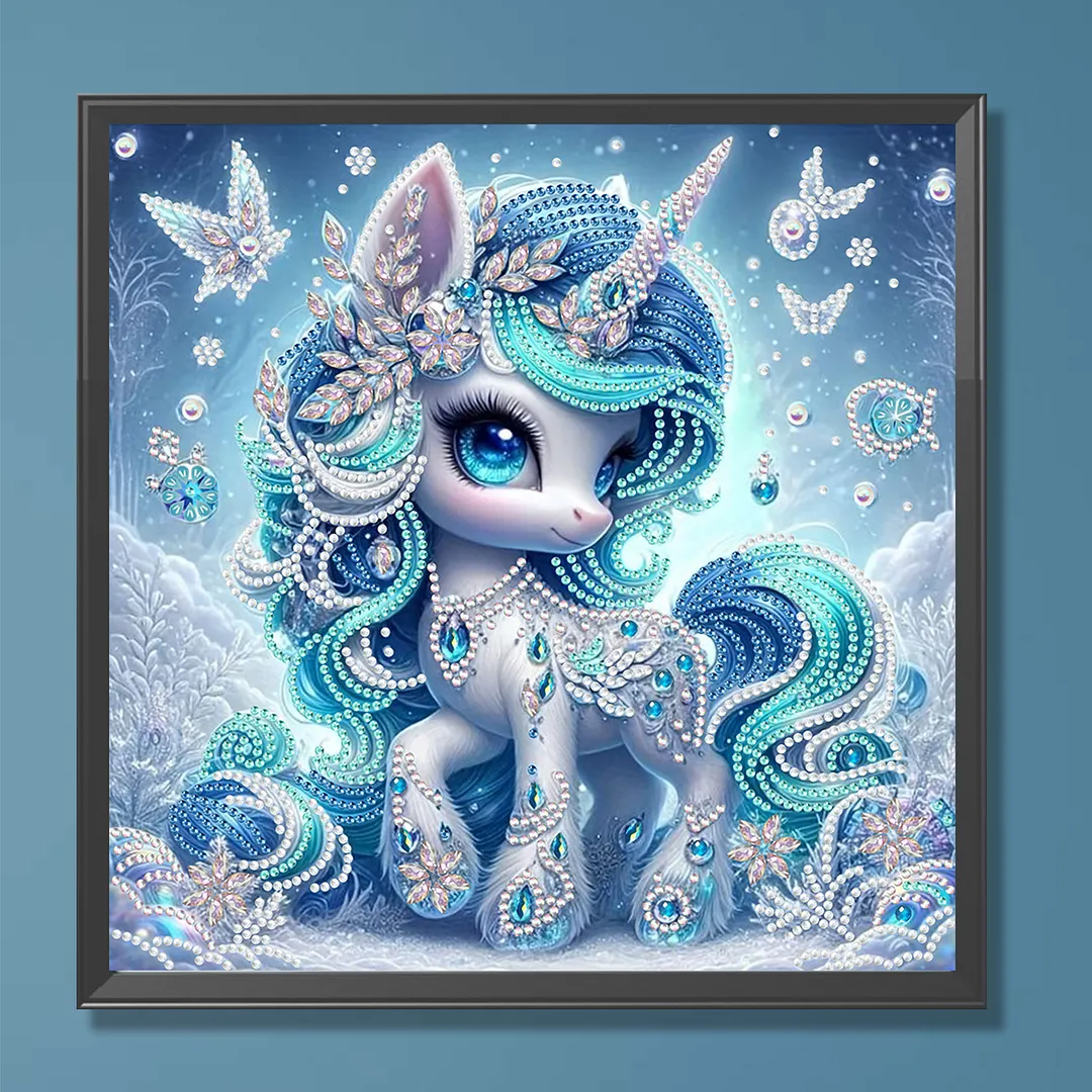 Blue Unicorn - Diamond Painting - Partial Special Shaped Drill(Canvas|30*30cm)