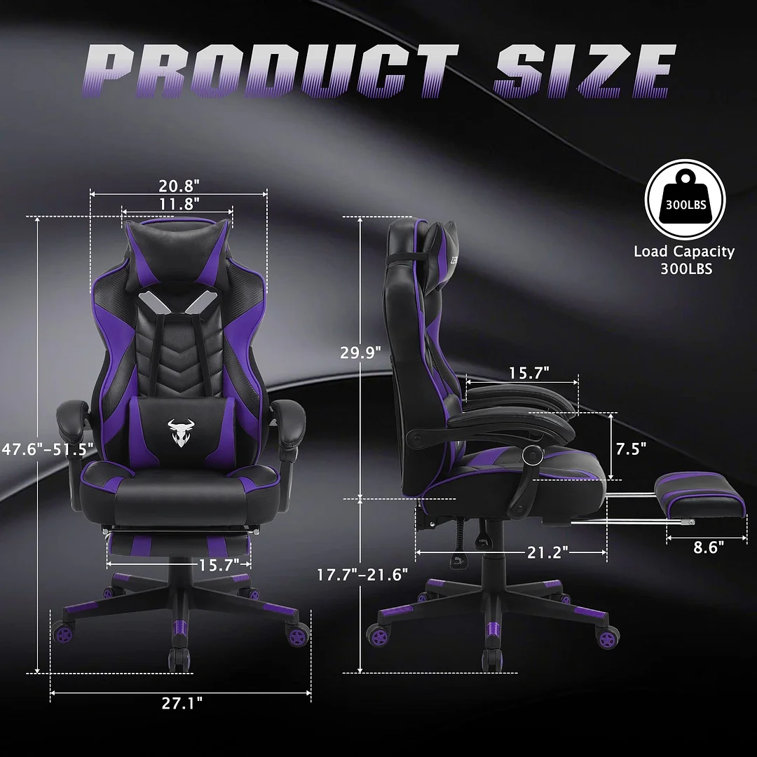 Racing Style Reclining High Back Computer Chair with Footstool