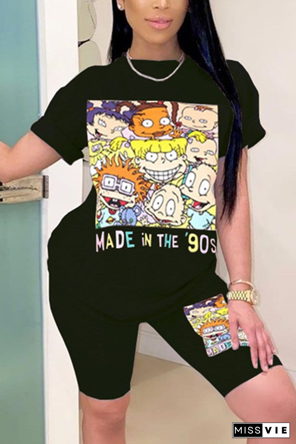 Fashion Lovely Cartoon Printed Two Piece