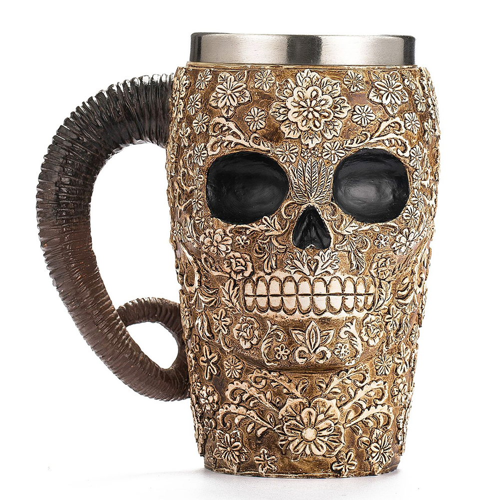 

Skull-shaped Household Beer Mug Halloween 3D Vintage Resin Coffee Tea Cup, 501 Original