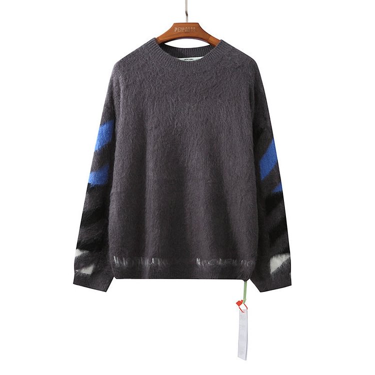 Off White Sweater Autumn and Winter Off Blue Gray Gradient Arrow Men's and Women's Knitwear Sweater