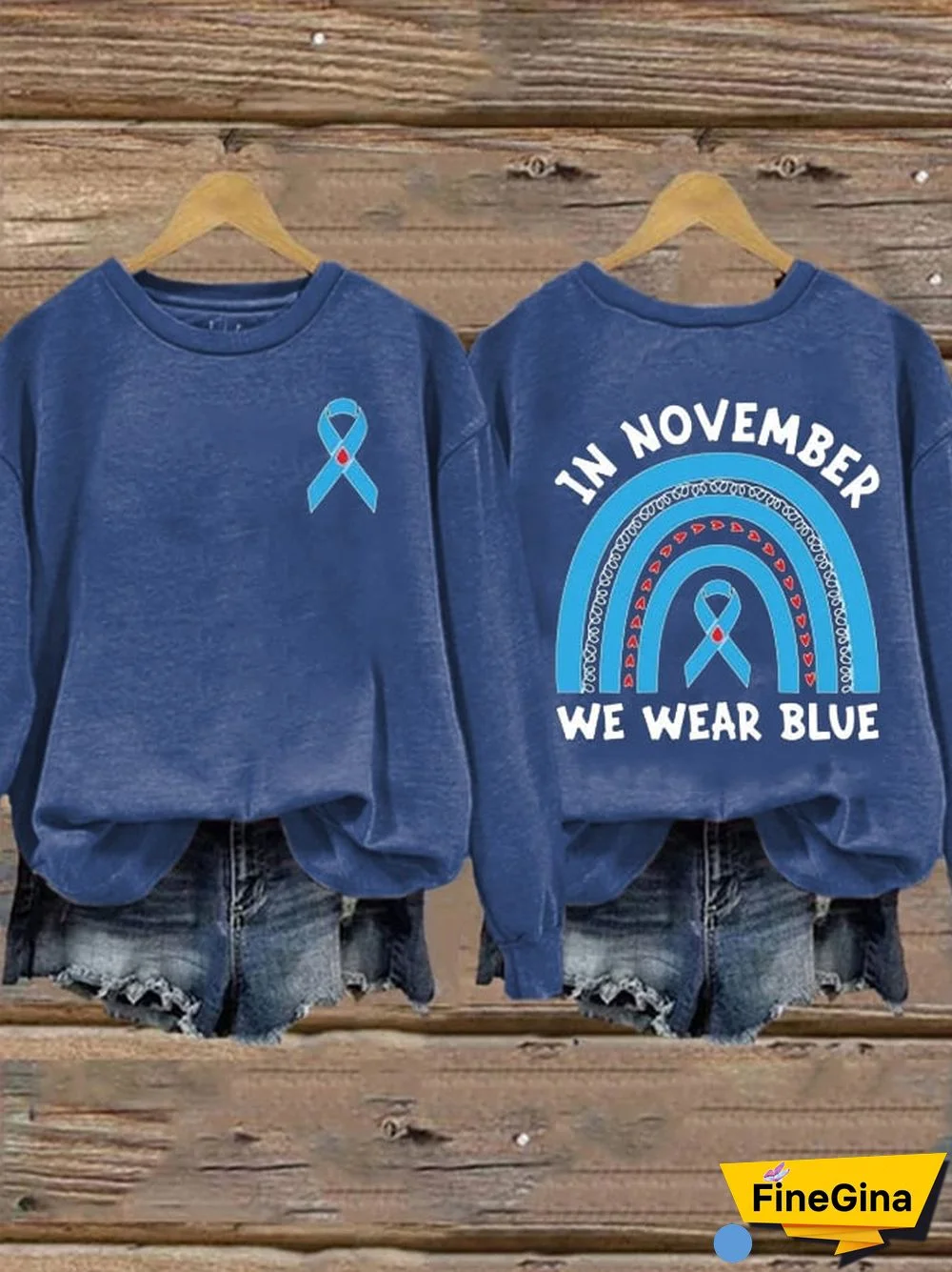 Women's Diabetes Awareness In November We Wear Blue Print Casual Sweatshirt