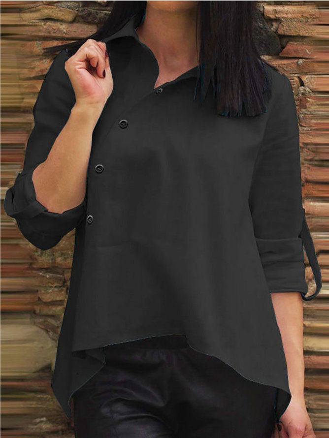Woman Single-Breasted Cotton Linen Irregular Blouses&Shirts
