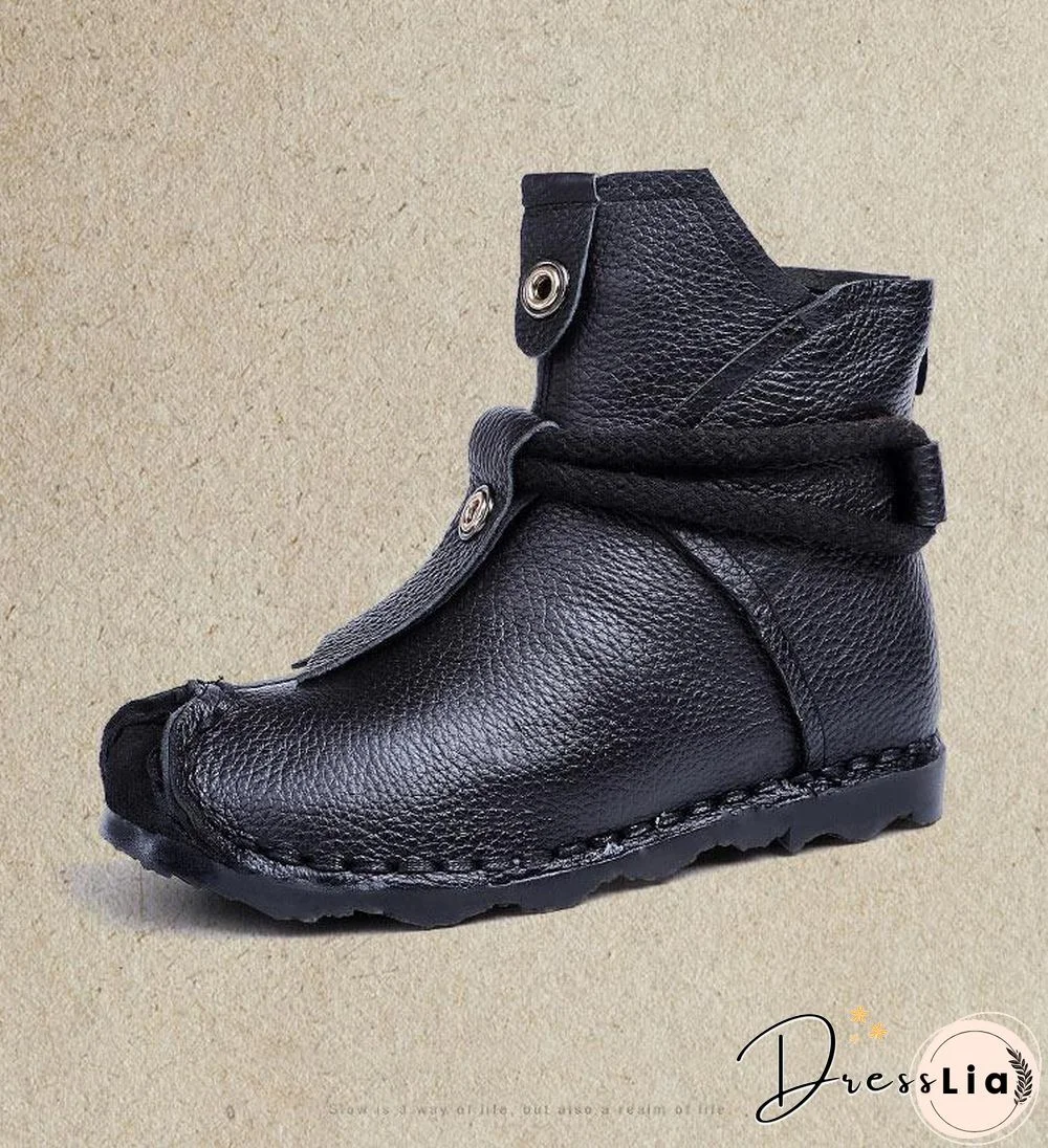 Women Genuine Leather High Quality Fashion Short Flats Ankle Boots