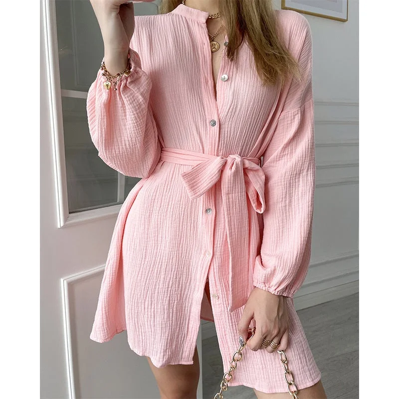 Pink Long Sleeve Mini Dress