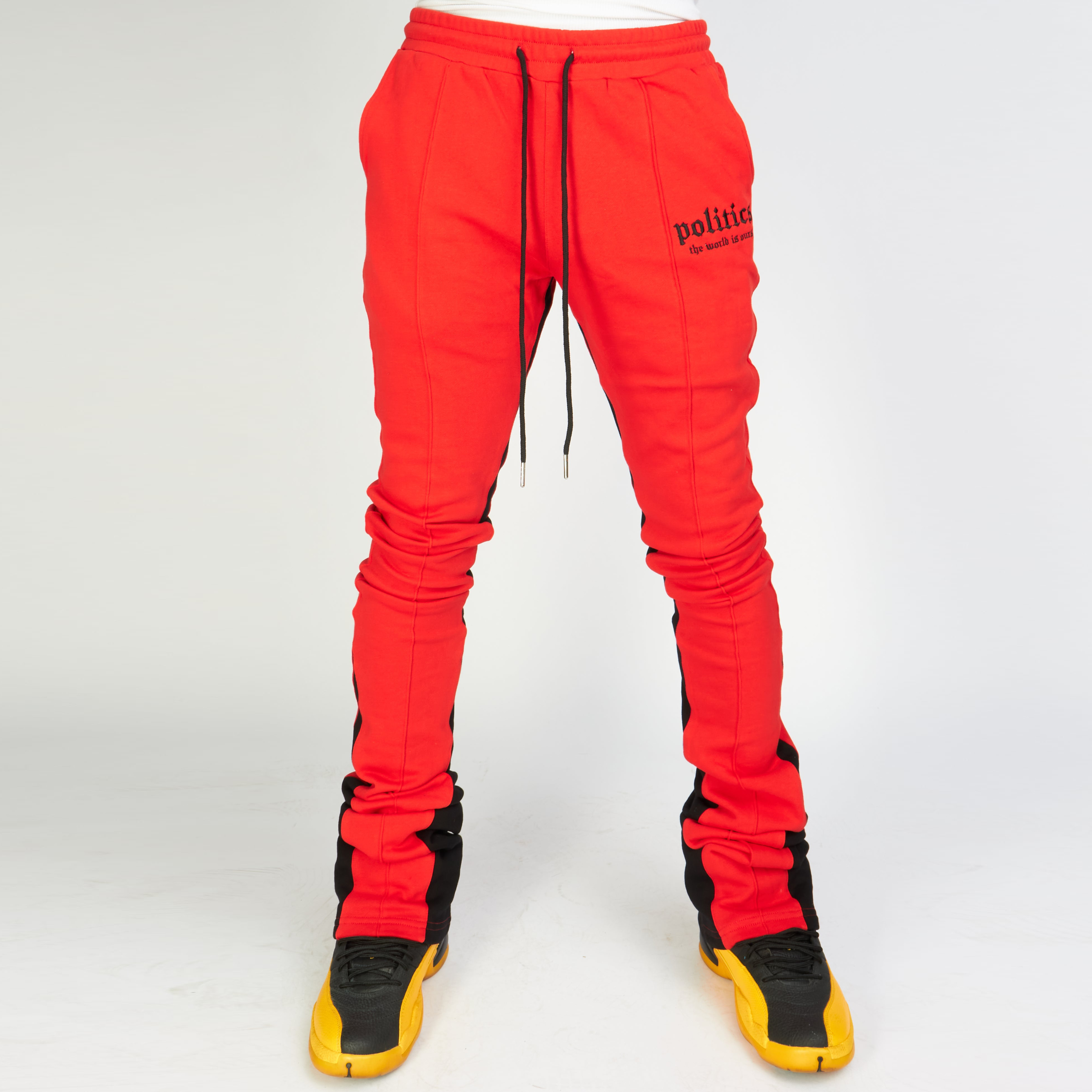 Retro stitching fashion flared trousers