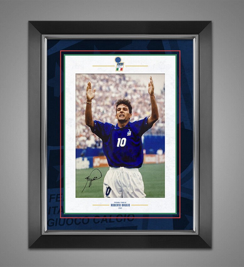 Roberto Baggio Signed & Framed 12X8 Photo Poster painting Italy Genuine Signature AFTAL COA