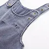 Baby Easter Outfit Denim Overall Pants Bunny Ear Romper with Pom Pom Tail Jeans Jumpsuit Cute Rabbit Ear Overalls for Toddler Boy Girl