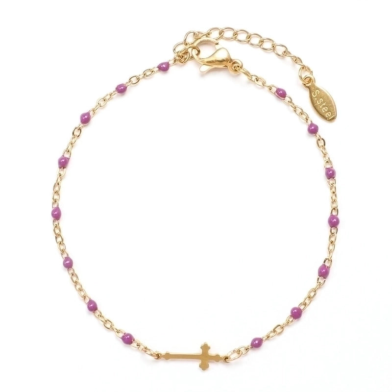 Stainless Steel Minimalist Cross Enamel Plating Bracelets
