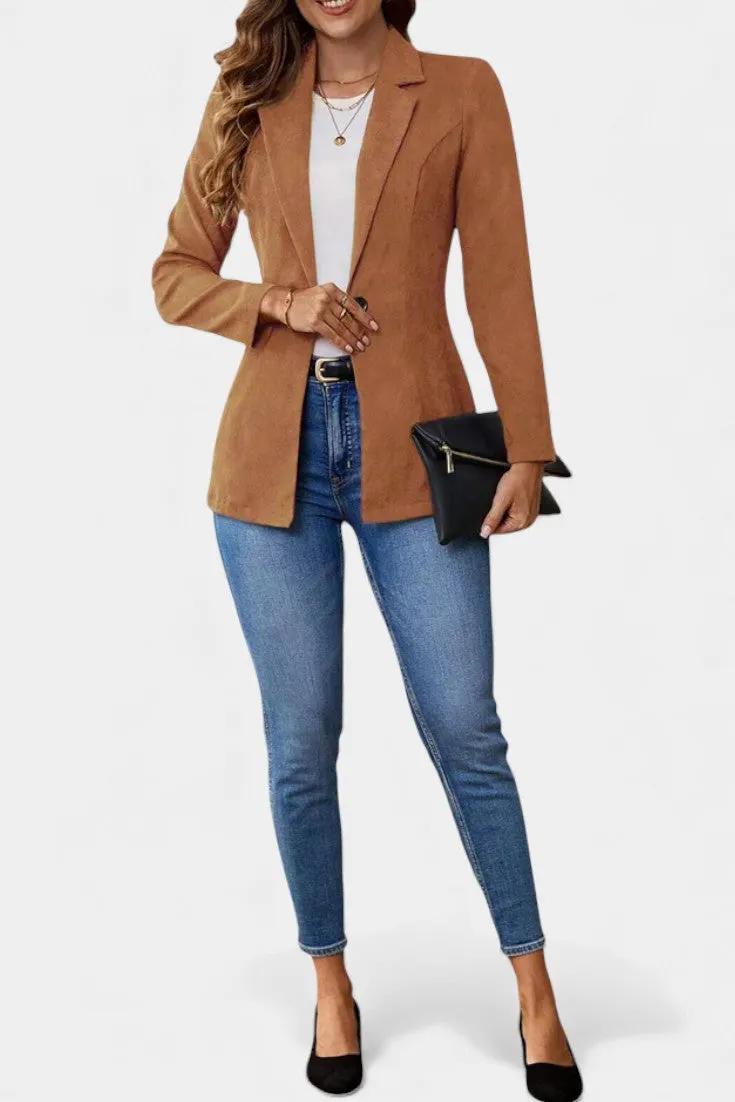 Classic Notched Lapel Blazer with Single Button