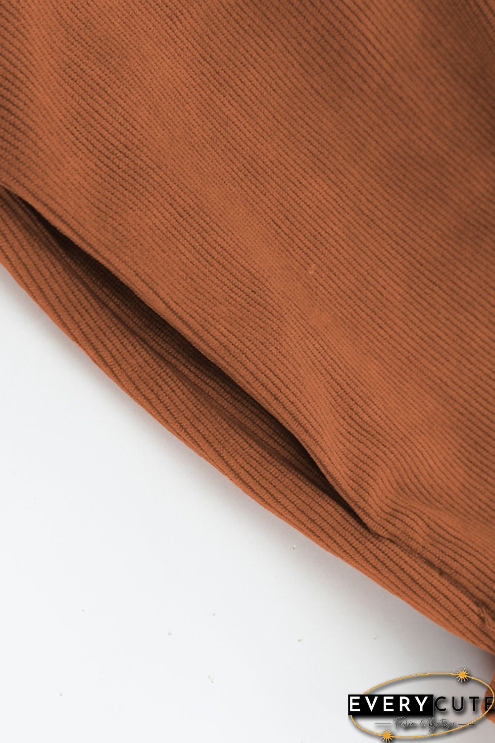 Brown Tie Knot Puff Sleeve Straight Leg High Rise Jumpsuit