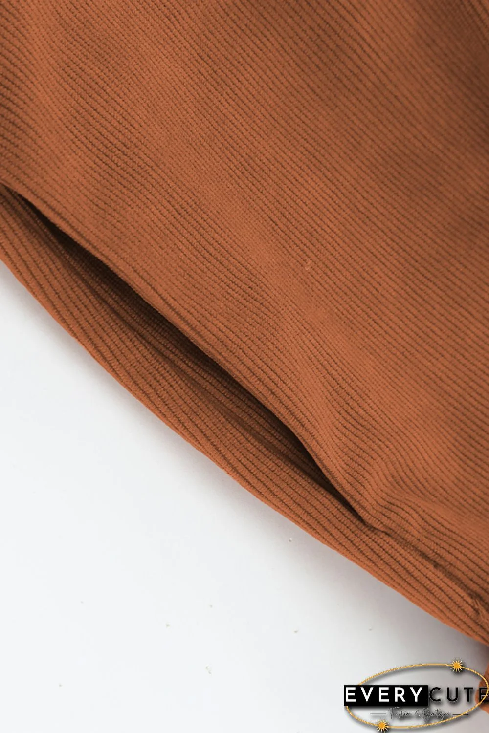 Brown Tie Knot Puff Sleeve Straight Leg High Rise Jumpsuit