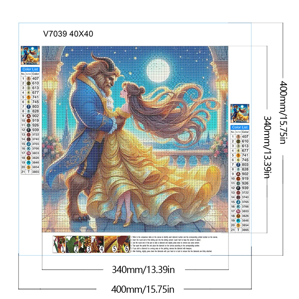 Diamond Painting - Full Round Drill - Princess Belle Beast(Canvas|40*40cm)