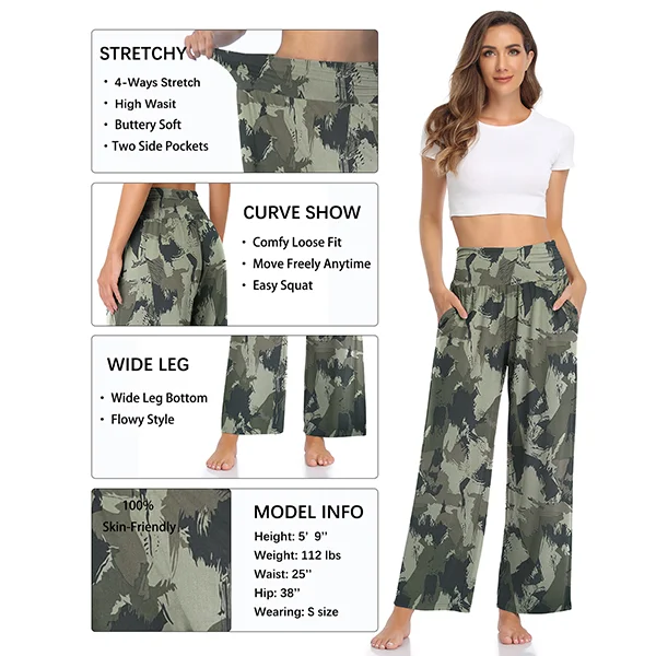 TARSE Wide Leg Yoga Pants for Women Comfy Casual Lounge Pajamas with  Pockets Loose Fit Flowy Palazzo Pants