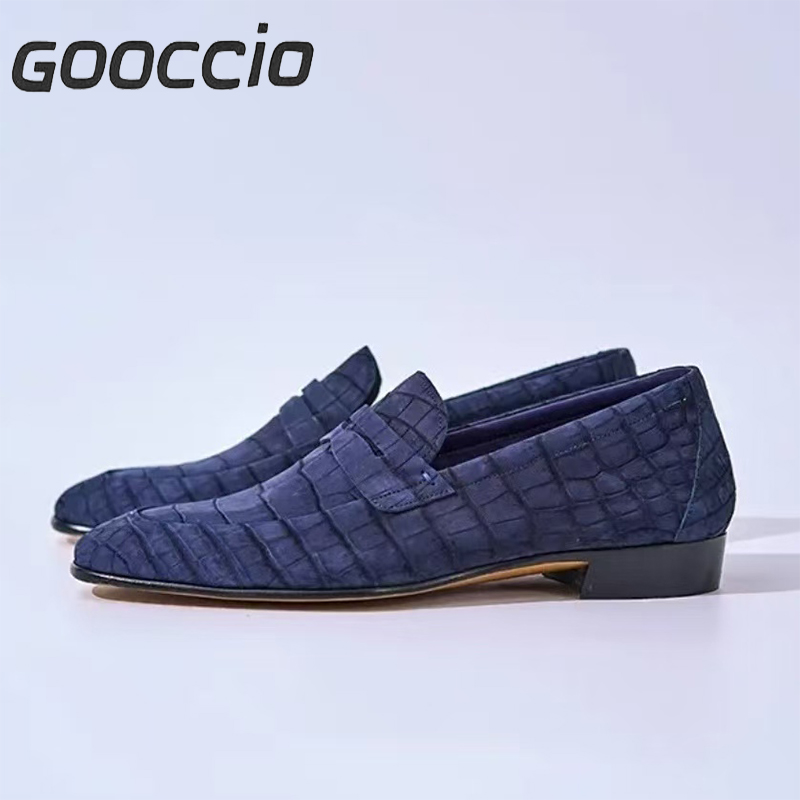 BT188 Nubuck Crocodile Leather Loafer/Moccasin Shoes For Men  GOOCCIO  