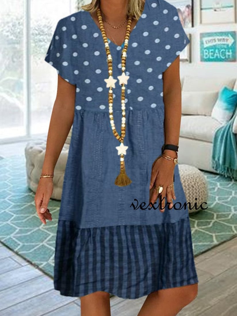 Women's V-Neck Short Sleeve Printed Tops