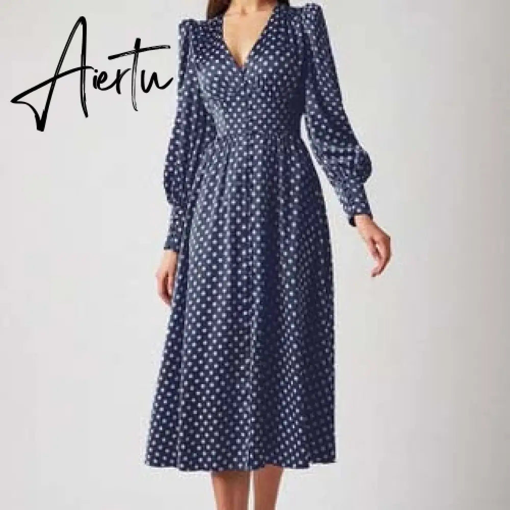 Satin Long Dress Women Puff Sleeve Spring V-Neck Party Pleated Dress Casual Elegant Bodycon Dress Ladies Chic Ruched Dresses Aiertu