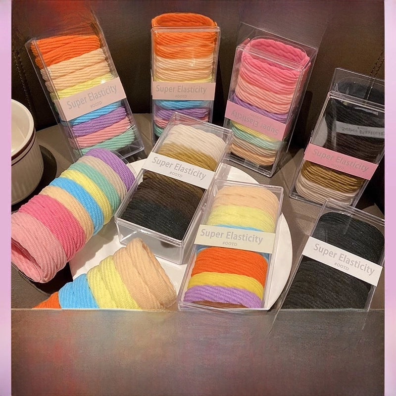 Boxed Rubber Band Women's Hair Tie High Elastic Durable Seamless Hair Rope Hair Tie Simple Hair Rope Thick Hair Band Hair Accessories