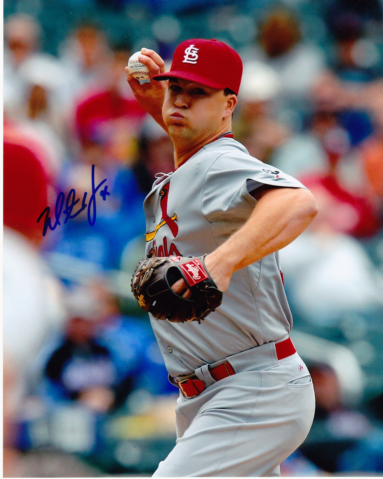 MITCH HARRIS ST. LOUIS CARDINALS ACTION SIGNED 8x10