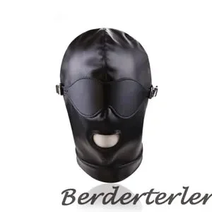 pornhint Pornhint Mask Funny Black Fetishs PU Leather Restraints Headgear Hood Mask Restraint Suit