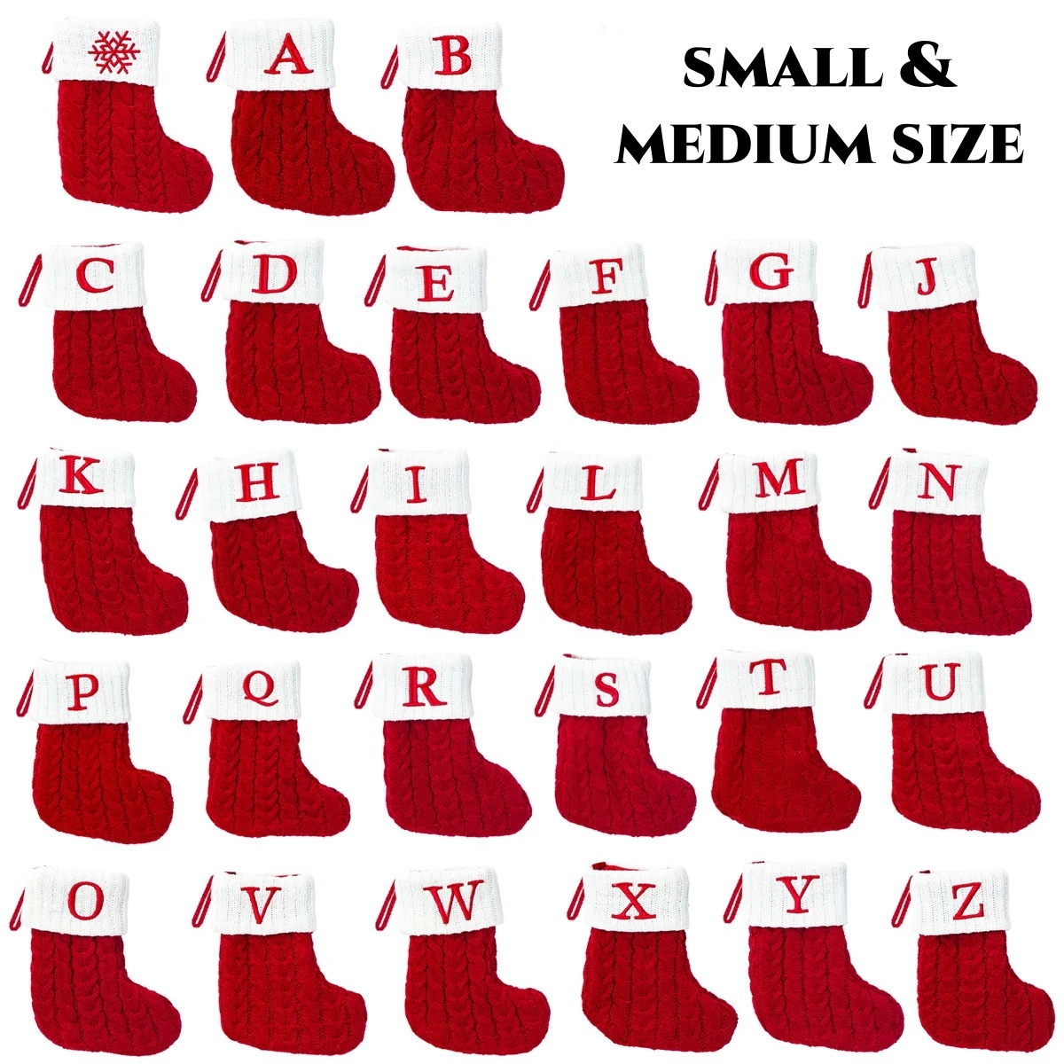 Tegooe Personalized Alphabet Knitted Christmas Stockings - Cable Knit Decoration