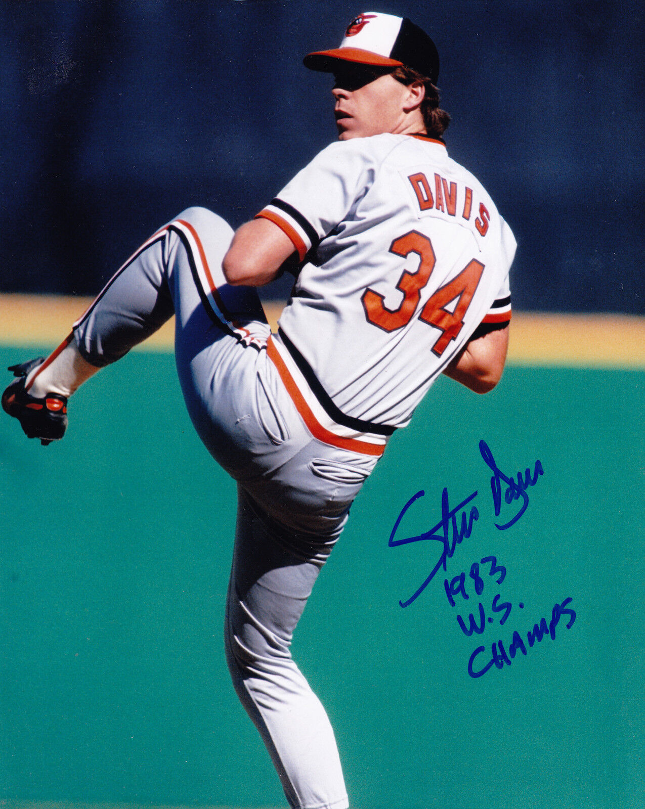 STORM DAVIS BALTIMORE ORIOLES 1983 WS CHAMPS ACTION SIGNED 8x10