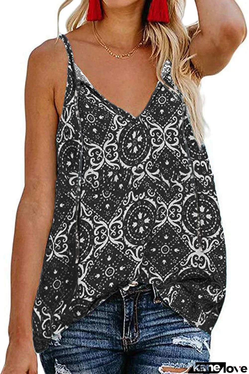 Spaghetti Strap Boho Printed Holiday Camisole