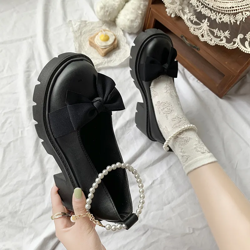 Breakj Breakj Jane Shoes Women 2025 Spring And Autumn New Flat Single Shoes Women's Summer Soft-Soled Grandmother Shoes Bow Small Leather Shoes