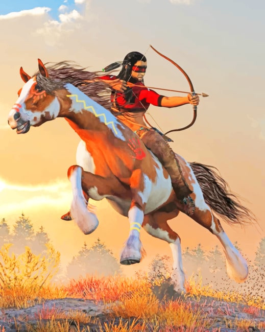 

Native Man On Horse – Paint By Numbers - 40*50CM, 501 Original