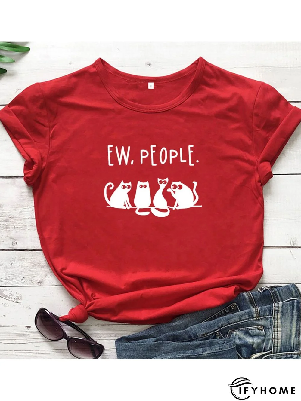 Casual Plus Size Printed Short Sleeve Tee Shirts Tops | IFYHOME