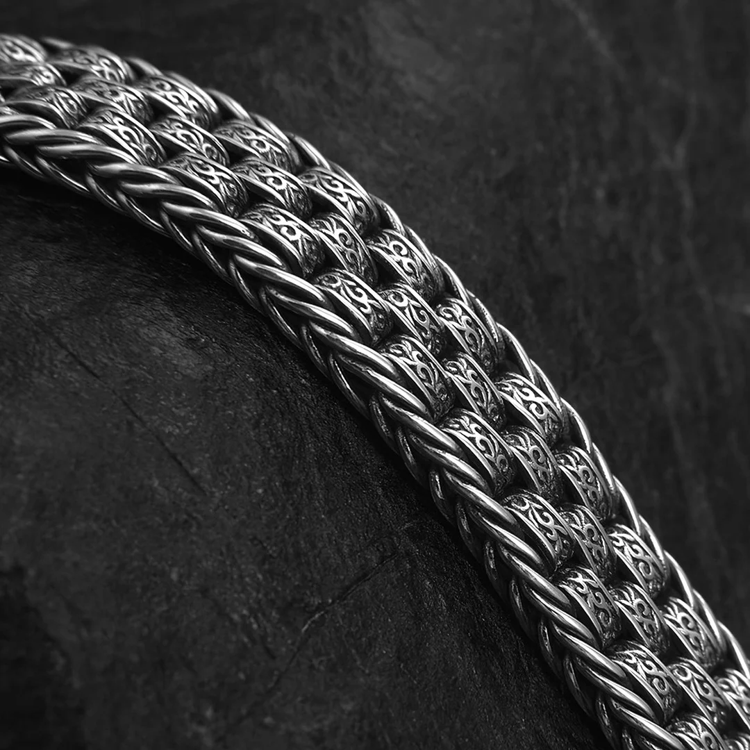 925 Silver Vintage Style Six Character True Words Bracelet