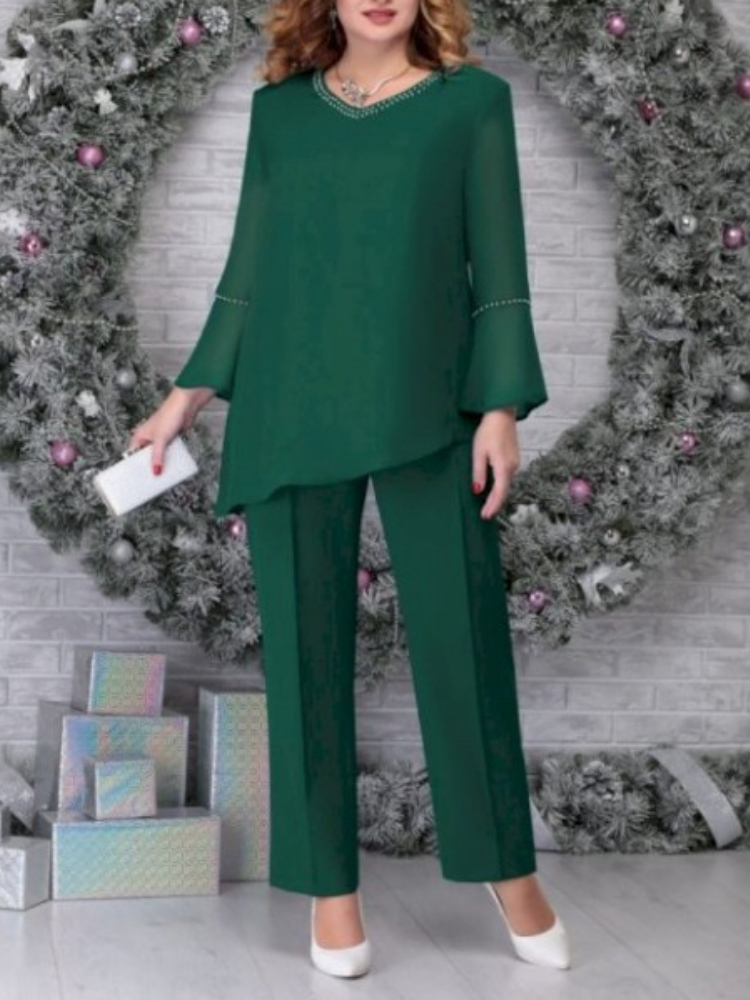 Plus Size Two-Piece Suit Party Evening Formal Dress