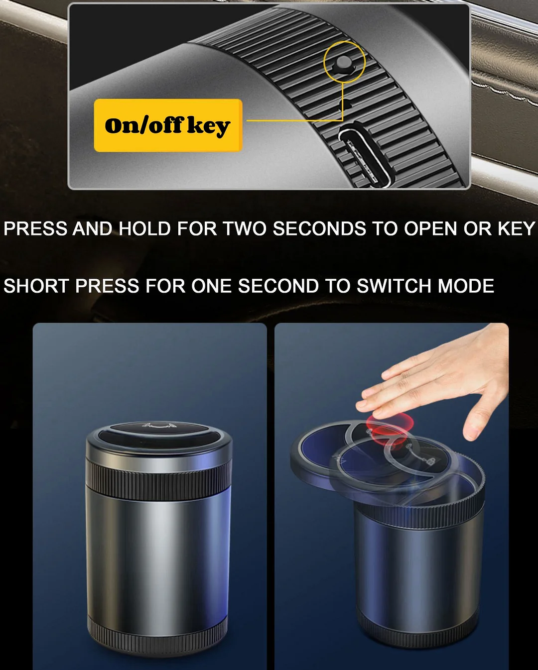 Car smart ashtray with LED light automatic sensing ashtray