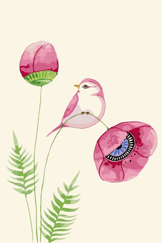 

Peony Flowers and Bird – Paint By Numbers - 40*50CM, 501 Original