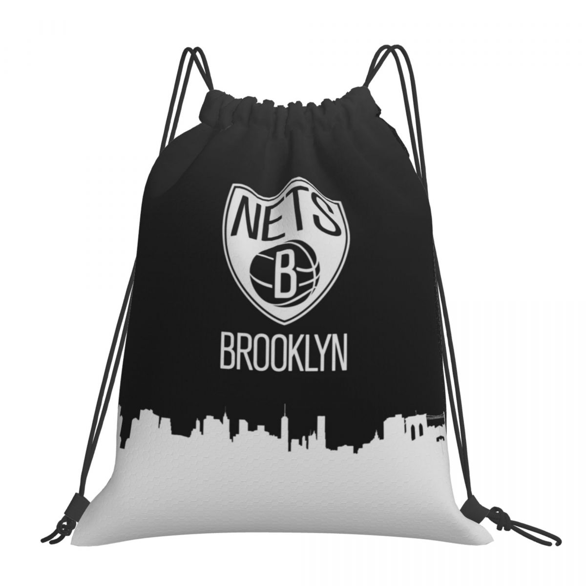 Brooklyn Nets Simple Foldable Sports Gym Drawstring Bag