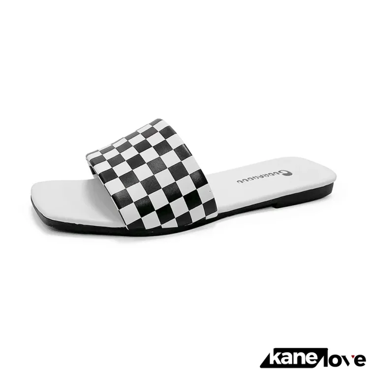 Large size women's shoes summer women's casual fashion checkerboard sandals women's slippers women's plaid flip flops