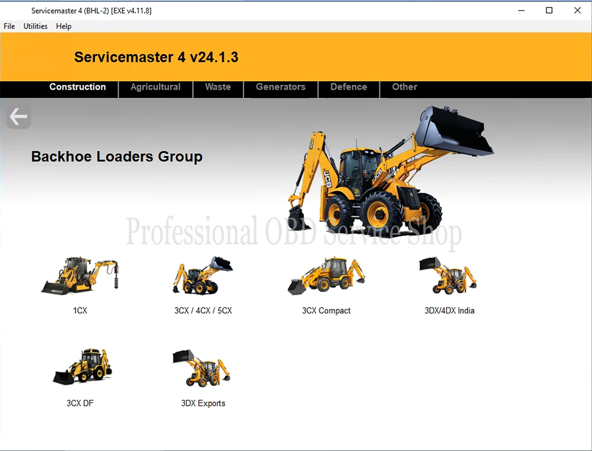 JCB diagnostic software Service Master 4 (23.27.7) for excavators and trucks