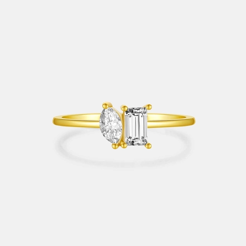 18K Gold Plated White Gold Plated 925 Sterling Silver Zircon Solid Color Rings