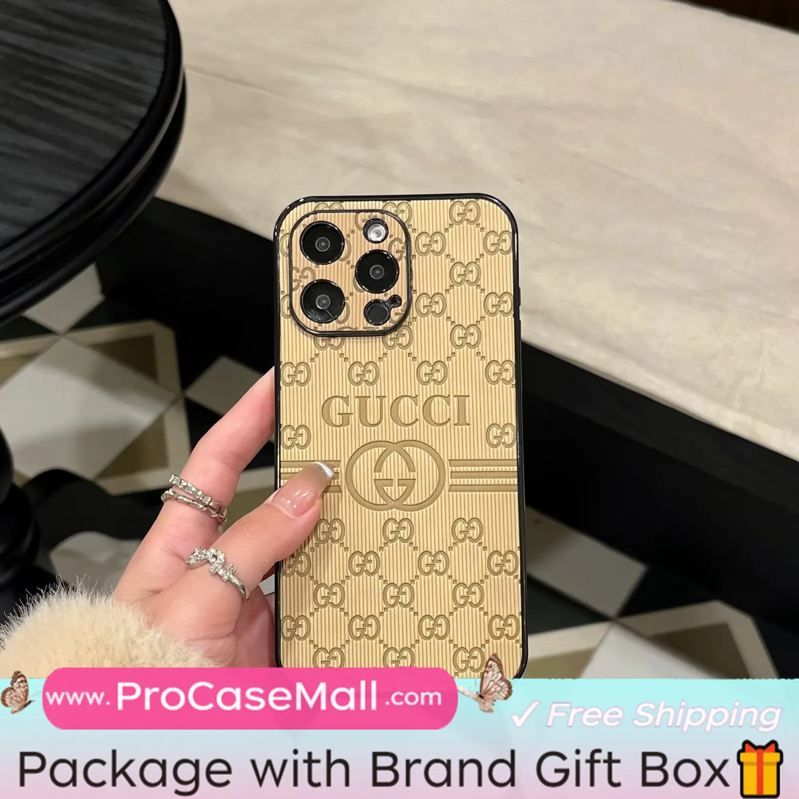 Embossed Gucci Ophidia GG Leather Exclusive Design Apple iPhone Case