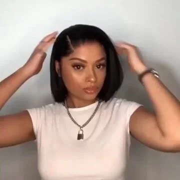 DIY Black Bob Natural Straight Wigs ELCNEPAL