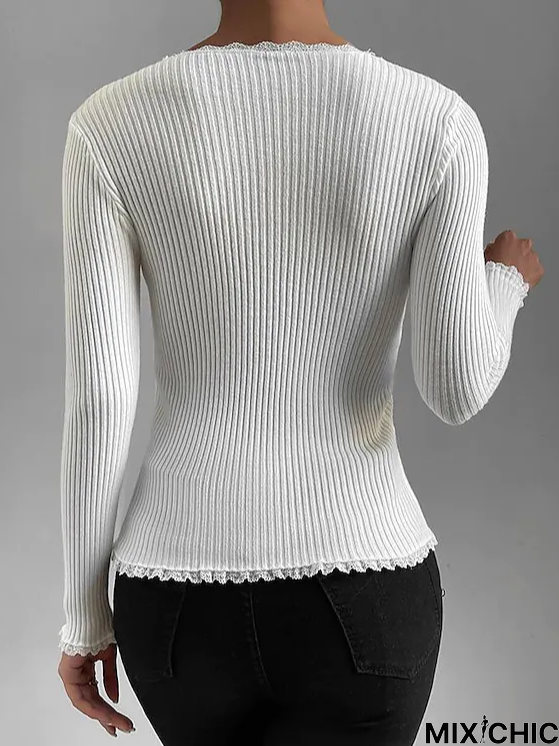 Wool/Knitting Buttoned Casual Top