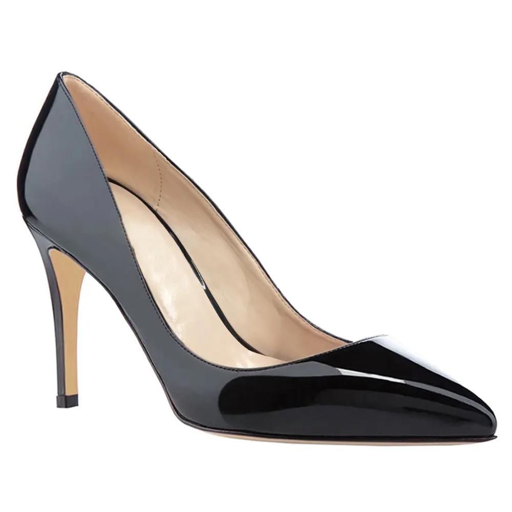 90mm Middle Heels Pointy Toe Pumps-vocosishoes