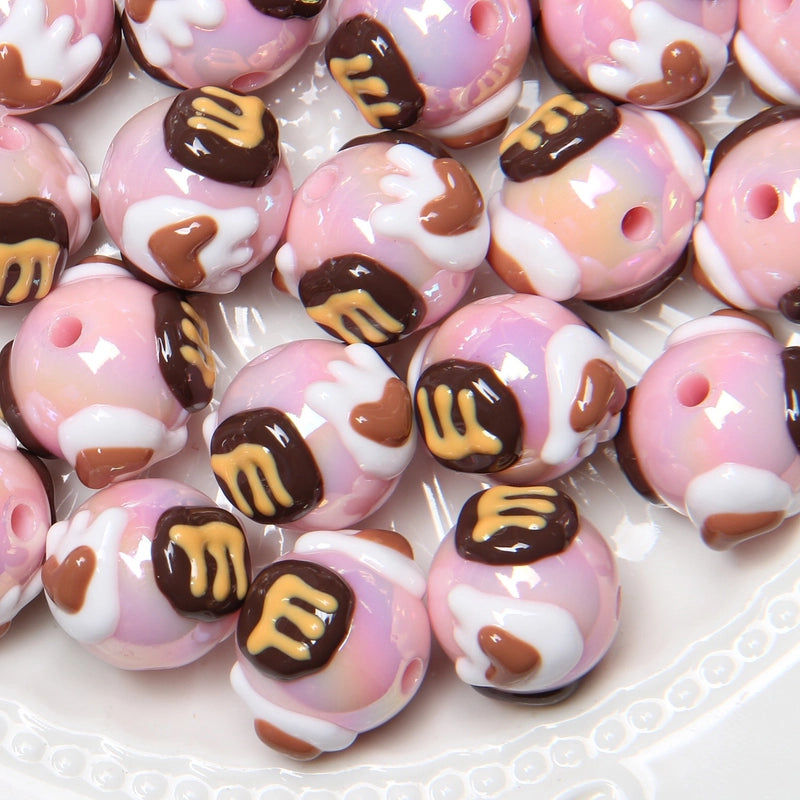 5 Pieces Summer New Heavy Oil Hand-Painted Beads Diy Beaded Diy Mobile Phone Chain Car Hanging Bag Hanging Chain Head Rope Beads