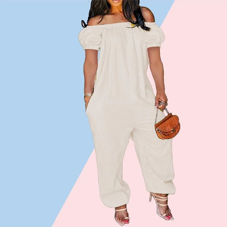 Elegant Short-Sleeved Off-Shoulder Jumpsuit