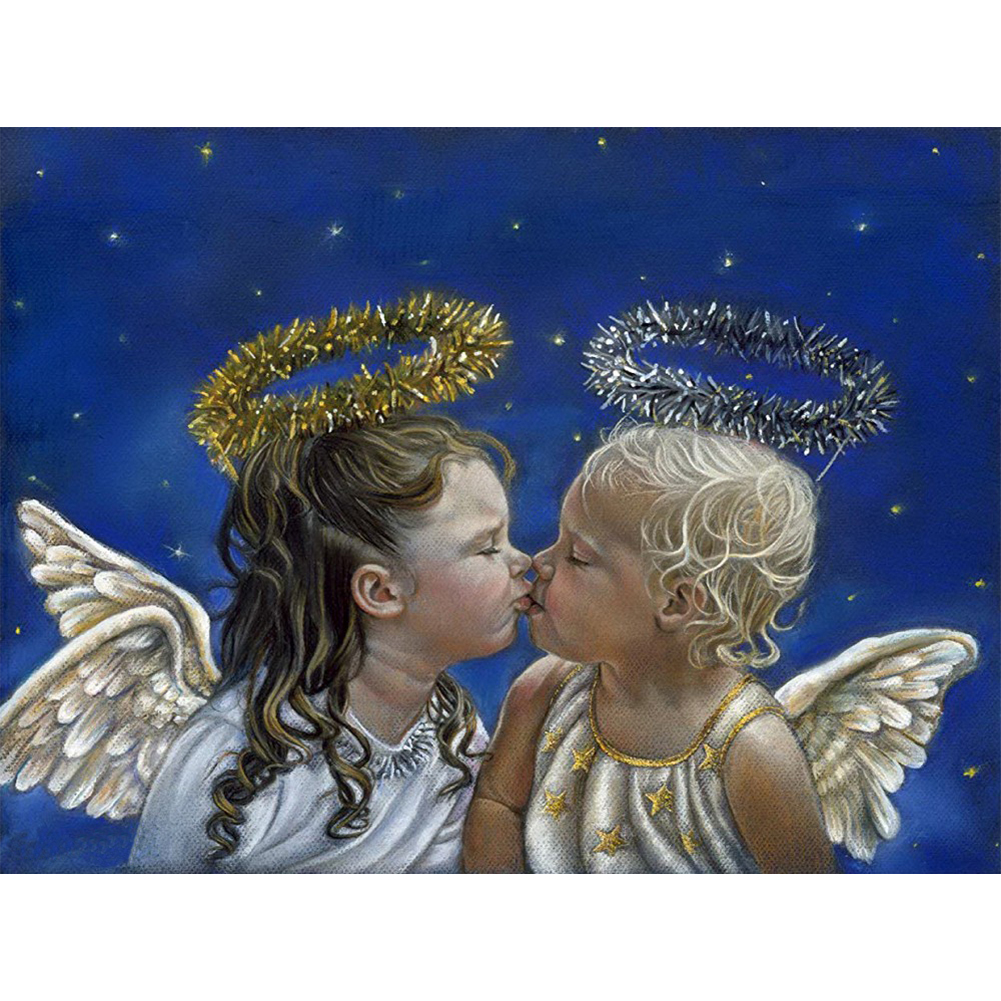 Поцелованные ангелом. Художница Tricia Reilly-Matthews Рождество. Два ангелочка. Поцелуй ангела. Два ангела.
