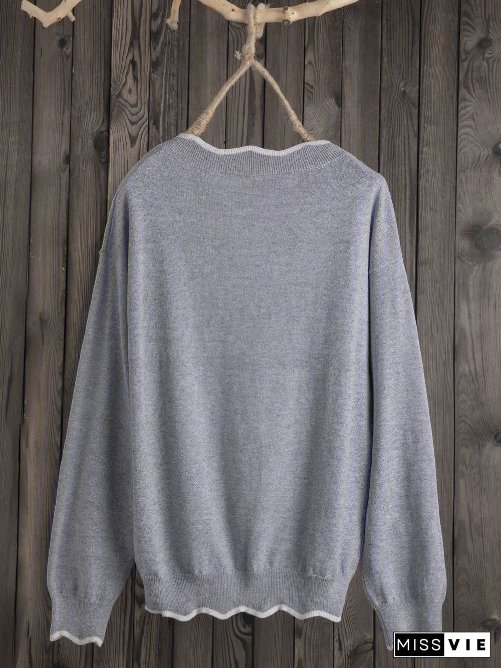 Plus Size Solid Loose Fit Women Pullover Wool Knit Sweaters