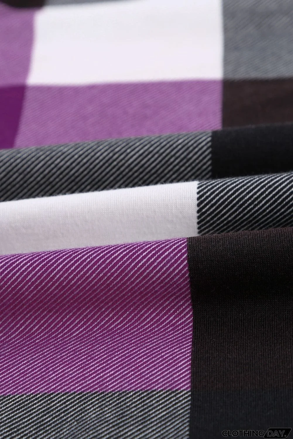 Contrast Plaid V Neck Long Sleeve Top